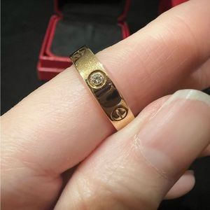 Cartier love wedding band 1p diamond ring 18k rose gold